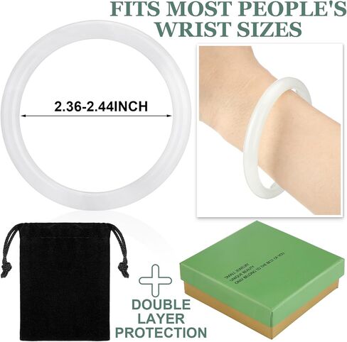 2.44 Inch Natural Jade Bangle Bracelet for Women Elegant Jade Bangle Bracelet with Box Thin Good Luck Jewelry Gift in Kuwait