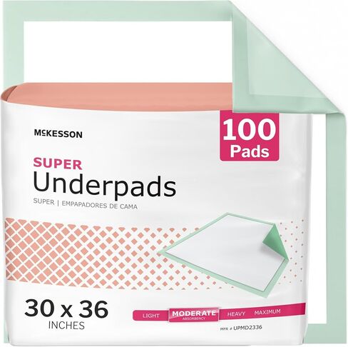 McKesson Super Underpads ، وسادات سرير سلس البول 30 "× 36" [100 عدد] ، والامتصاص المعتدل ، ووسادات التخلص من البالغين ، والمسنين ، والطفل ، والبال ، والتبول in Saudi Arabia