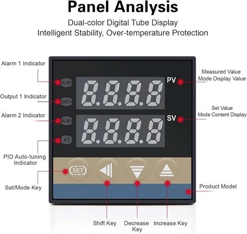 وحدة تحكم درجة حرارة PID الرقمية REX-C100 ، ناتج ترحيل الحالة الصلبة ، أداة ترموستات صناعية (الذهب) in Saudi Arabia