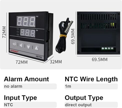 Pid Temperature Controller HD702 Digital Temperature Control Thermostat Thermoregulator 85-265vac with NTC Sensor 1m/3m(1 Alarm with 3m NTC) in Saudi Arabia
