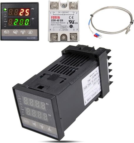 المنبه REX-C100 110V إلى 240V 0 إلى 1300 درجة تحكم درجة حرارة PID الرقمية مع مستشعر مسبار نوع K (2PCS SSR-80DA) in Saudi Arabia
