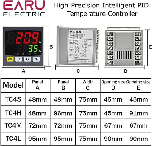 Digital PID Temperature Controller Heating Cooling SSR Relay Output Thermostat Module Thermocontroller Universal Input 220V(TC4L 95x95mm) in Saudi Arabia