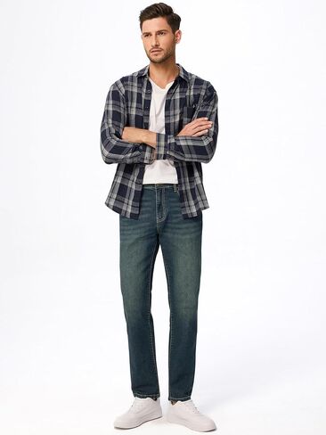 Jmierr Men's Jeans Classic Pitcator Straight STRETION DENIM PANTS in Saudi Arabia