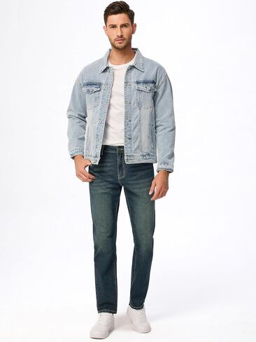 Jmierr Men's Jeans Classic Pitcator Straight STRETION DENIM PANTS in Saudi Arabia