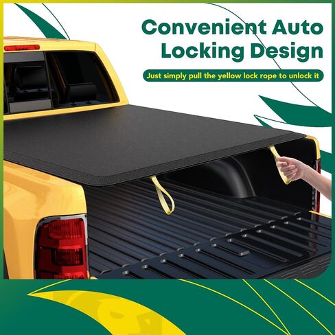 yhtauto soft roll roll bed cover tonneau cover w/auto locking وظيفة متوافقة مع غطاء سرير Toyota Tacoma 2024 ، غطاء سرير شاحنة حماية الطقس ، 5 أقدام (60 ") in Saudi Arabia