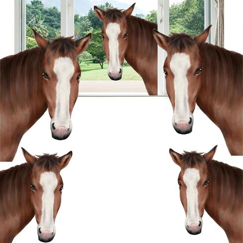 4 PCS حصان نافذة متشبثة الحصان نافذة ديكور الحصان جدار ديكور سقوط حيوانات حيوان ملصق حيوانات حيوانات نافذة للنوافذ الزجاجية in Kuwait