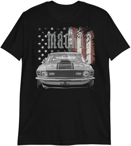 1970 Stang Mach 1 American Classic Car Sleeve Sleeve T-Shirt T-Shirt Black in Saudi Arabia