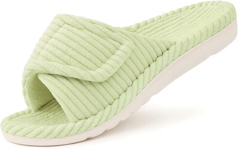 Litfun Orthopedic House Slippers for Women Adjustable Arch Support Indoor Slippers Open Toe Corduroy Bedroom Shoes in Kuwait