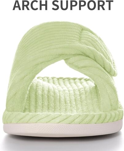Litfun Orthopedic House Slippers for Women Adjustable Arch Support Indoor Slippers Open Toe Corduroy Bedroom Shoes in Kuwait
