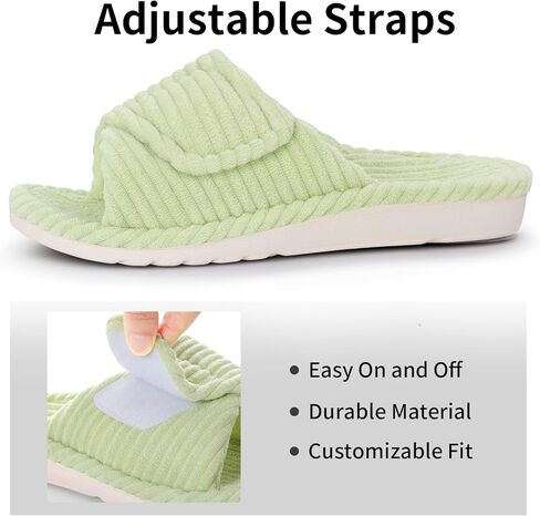 Litfun Orthopedic House Slippers for Women Adjustable Arch Support Indoor Slippers Open Toe Corduroy Bedroom Shoes in Kuwait
