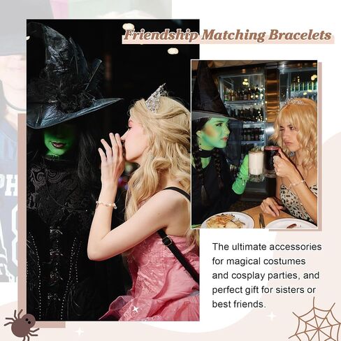 Friendship Matching Bracelets, Crown Witch Hat Earrings Necklace BFF Bracelets for 2 Best Friends, Party Favors Accessories Gifts for Women Teens Fans Dress Decor in Saudi Arabia