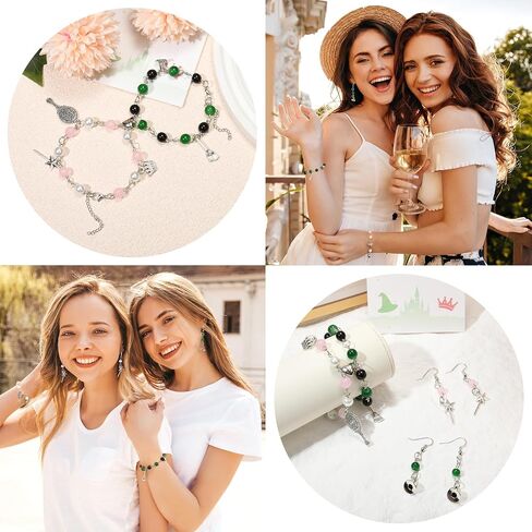 Friendship Matching Bracelets, Crown Witch Hat Earrings Necklace BFF Bracelets for 2 Best Friends, Party Favors Accessories Gifts for Women Teens Fans Dress Decor in Saudi Arabia