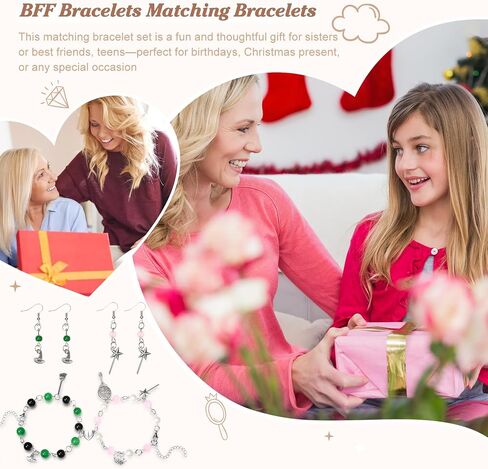 Friendship Matching Bracelets, Crown Witch Hat Earrings Necklace BFF Bracelets for 2 Best Friends, Party Favors Accessories Gifts for Women Teens Fans Dress Decor in Saudi Arabia