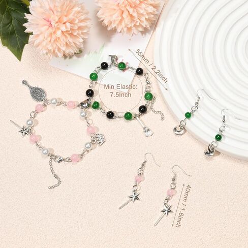 Friendship Matching Bracelets, Crown Witch Hat Earrings Necklace BFF Bracelets for 2 Best Friends, Party Favors Accessories Gifts for Women Teens Fans Dress Decor in Saudi Arabia