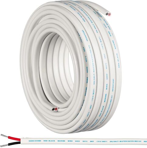GS Power 18 AWG (مقياس الأسلاك الأمريكية) سلك تسخير بطارية القوارب البحرية المعلب OFC النحاسي المزدوج الأحمر والأسود المغلف المزدوج. طول الكابل: 200 قدم (أيضًا 100 قدم) in Kuwait