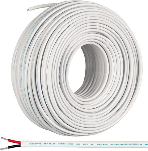 GS Power 18 AWG (مقياس الأسلاك الأمريكية) سلك تسخير بطارية القوارب البحرية المعلب OFC النحاسي المزدوج الأحمر والأسود المغلف المزدوج. طول الكابل: 200 قدم (أيضًا 100 قدم) in Kuwait