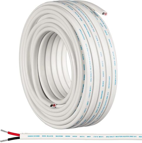 GS Power 18 AWG (مقياس الأسلاك الأمريكية) سلك تسخير بطارية القوارب البحرية المعلب OFC النحاسي المزدوج الأحمر والأسود المغلف المزدوج. طول الكابل: 200 قدم (أيضًا 100 قدم) in Kuwait