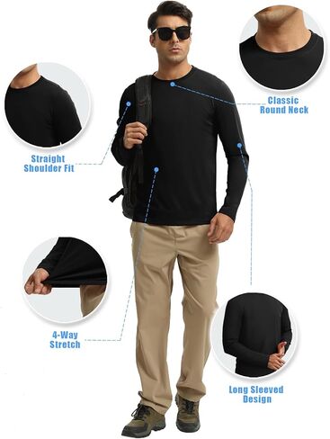 قمصان الرجال الطويلة للرجال رطبة فاقة upf 50+ حماية من أشعة الشمس القمصان الرياضية لصيد الأسماك تجريب الصالة الرياضية in Kuwait