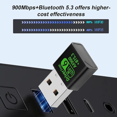 AX900Mbps USB WiFi 6 Adapter for PC, 2-in-1 Bluetooth 5.4 WiFi Adapter.2.4G/5G Dual-Band Wireless Network Transceiver Adapter for Laptop, Desktop, WPA3,Supports Windows 11/10/7. in Saudi Arabia