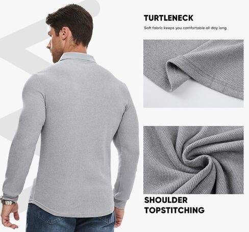 JMIERR Men's Muscle V Neck Polo Shirt Slim Fit Ribbed Knit Golf T-Shirt Long Sleeve Athletic Workout Tee in Saudi Arabia
