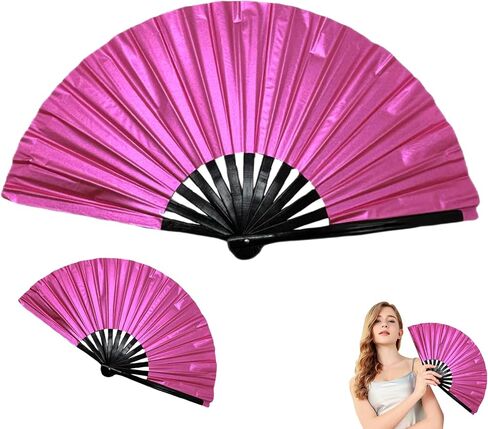 2 Pack Boots on The Ground Fans for Line Dancing, New Laser Colors Line Dance Popping Fan, Large Folding Hand Fan for Dancing, Foldable Decorative Handheld Fan (c8+c8) in Kuwait