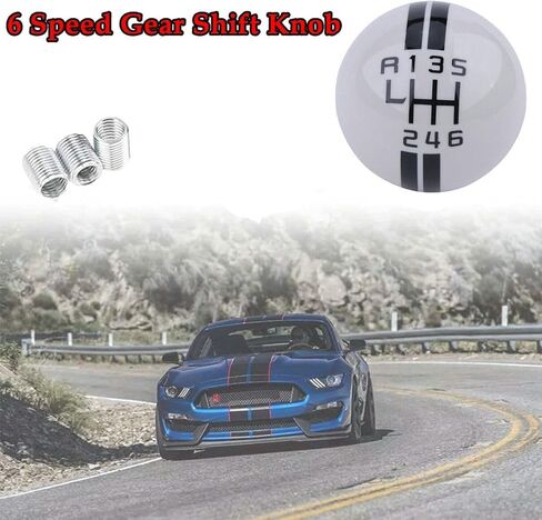 Car Gear Shift Knob 6 Speed Gear Shift Knob Manual Shifter for Ford Mustang Shelby GT500 White in Saudi Arabia