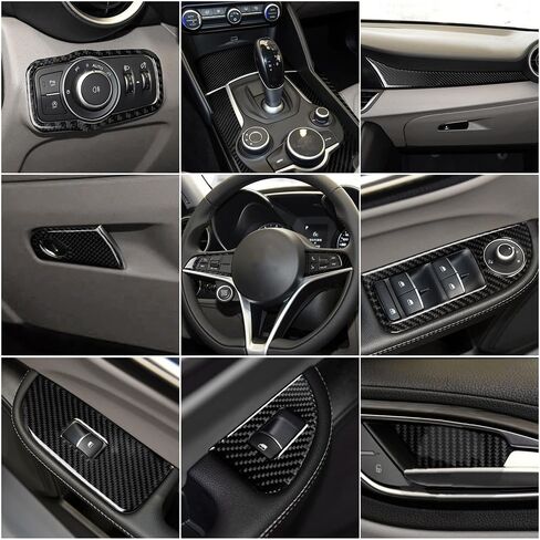 Carbon Fiber Car Interior Panel Cover Trim Center Control Window Control Switch Sticker for Alfa-Romeo Giulia 2017 2018 2019 in Saudi Arabia