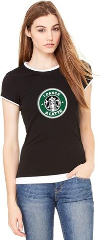 I Dance a Latte (Ver.1) Womens T-Shirt, Black in Saudi Arabia