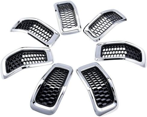 7Pcs Grill Ring Front Grille Inserts Cover Trim Gloss Black for Jeep Cherokee 2014 2015 2016 2017 2018(Gray) in Saudi Arabia