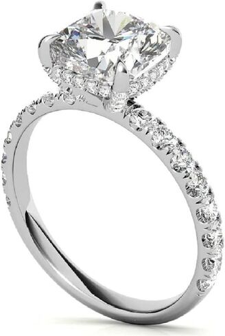 2CT-4CT CUSHION CUT MOISSANITE RING HENDMOYENTARY RING FOR Women HIDDEN HALO SOLITAIRE ENGINGENT ENGINGENT ، هدايا لها in Kuwait