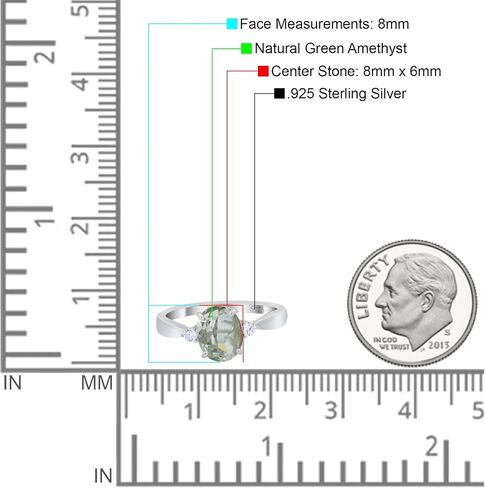 OMRANII Three Stone Ring Oval Natural Green Amethyst Prasiolite Solitaire Cubic Zirconia Classic Style Wedding Engagement Rings For Women 925 Sterling Silver Gifts For Her in Saudi Arabia