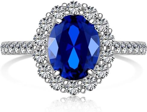 Ambica New York Solid Silver Silver Ring ، Princess Diana Ring ، Kate Middleton Ring ، محاكاة الياقوت in Saudi Arabia