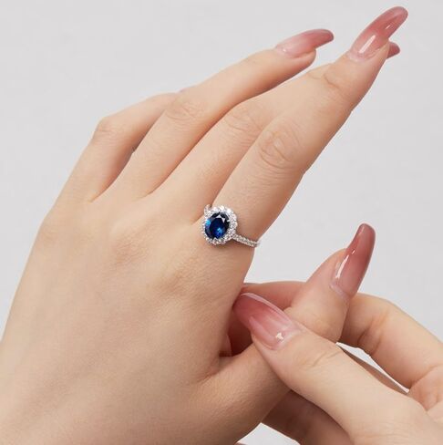 Ambica New York Solid Silver Silver Ring ، Princess Diana Ring ، Kate Middleton Ring ، محاكاة الياقوت in Saudi Arabia
