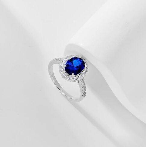 Ambica New York Solid Silver Silver Ring ، Princess Diana Ring ، Kate Middleton Ring ، محاكاة الياقوت in Saudi Arabia