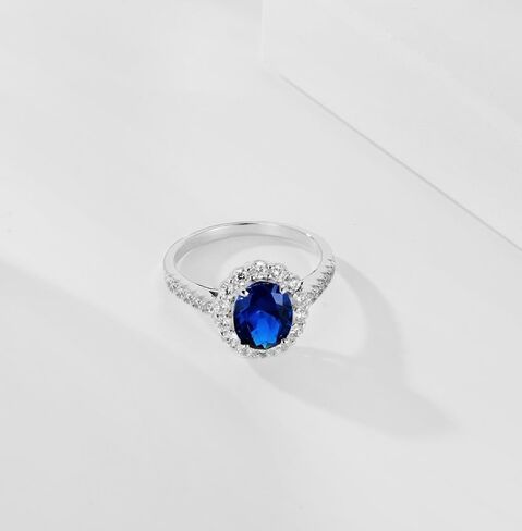 Ambica New York Solid Silver Silver Ring ، Princess Diana Ring ، Kate Middleton Ring ، محاكاة الياقوت in Saudi Arabia