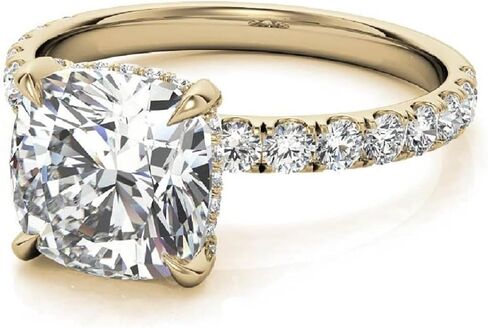 2CT-4CT CUSHION CUT MOISSANITE RING HENDMOYENTARY RING FOR Women HIDDEN HALO SOLITAIRE ENGINGENT ENGINGENT ، هدايا لها in Kuwait