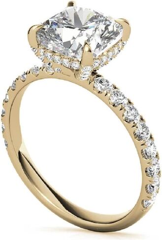 2CT-4CT CUSHION CUT MOISSANITE RING HENDMOYENTARY RING FOR Women HIDDEN HALO SOLITAIRE ENGINGENT ENGINGENT ، هدايا لها in Kuwait