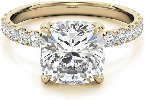 2CT-4CT CUSHION CUT MOISSANITE RING HENDMOYENTARY RING FOR Women HIDDEN HALO SOLITAIRE ENGINGENT ENGINGENT ، هدايا لها in Kuwait