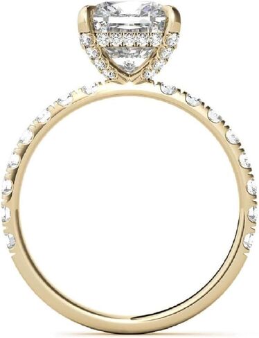 2CT-4CT CUSHION CUT MOISSANITE RING HENDMOYENTARY RING FOR Women HIDDEN HALO SOLITAIRE ENGINGENT ENGINGENT ، هدايا لها in Kuwait