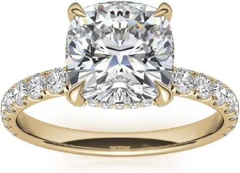 2CT-4CT CUSHION CUT MOISSANITE RING HENDMOYENTARY RING FOR Women HIDDEN HALO SOLITAIRE ENGINGENT ENGINGENT ، هدايا لها in Kuwait