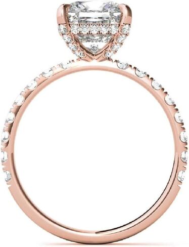 2CT-4CT Cushion Cut Moissanite Handmade Anniversary Ring for Women Hidden Halo Solitaire Pave Engagement Ring, Gifts for Her in Saudi Arabia