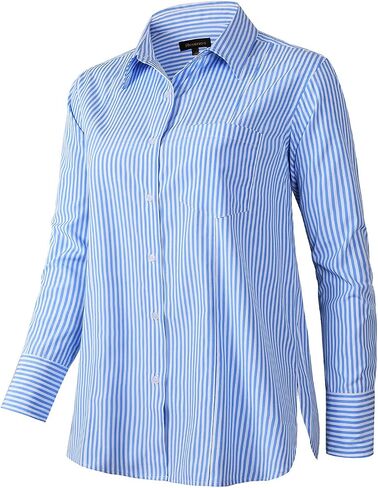 Beninos Striped Button Down Shirts for Women Dress Shirts Long Sleeve Casual Collared Office Work Shirt with Pocket in Saudi Arabia