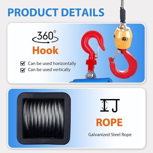 3-in-1 Electric Hoist Winch, 1100lbs, 1500W, 110V/120V 22.9 ft Lifting Height, 16 ft/min with Wired and Wireless Remote Controls Options and Overload Protection, Portable Power Winch Crane in Saudi Arabia