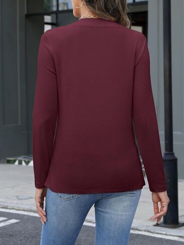 Womens Button Down Shirts Long Sleeve V Neck Tops Casual Fall Tunics Tops Loose Fit in Saudi Arabia