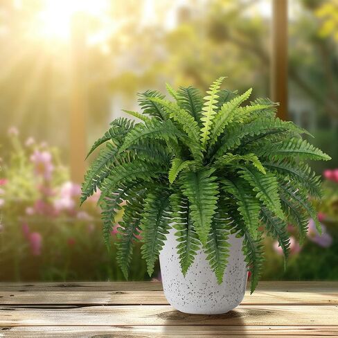 Fake Ferns, 35IN Large Fake Bush Plants, 2 Articial Boston Ferns with 39 Fronds for Outdoor Hanging Planter Garden Porch Entrance Home Decor in Saudi Arabia