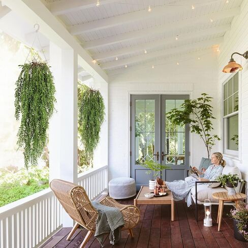 RECUTMS 2 Pcs Hanging Fake Plants Faux Ferns Ivy Willow Vine Leaves Wall Greenery Artificial Vine UV Resistant Plastic Home Garden Wedding Party Indoor Outdoor Decorations(Green) in Kuwait