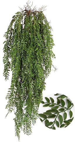RECUTMS 2 Pcs Hanging Fake Plants Faux Ferns Ivy Willow Vine Leaves Wall Greenery Artificial Vine UV Resistant Plastic Home Garden Wedding Party Indoor Outdoor Decorations(Green) in Kuwait