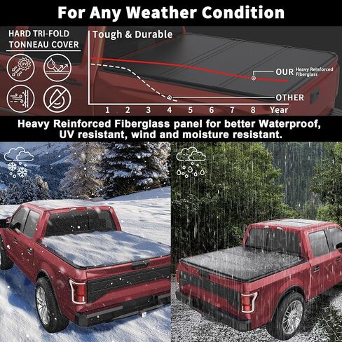 قاسي ثلاثي أضعاف سرير الشاحنة من الألومنيوم المتوافق مع 2015-2024 2025 فورد F-150 F150 Styleside 6.5ft 79inch in Kuwait