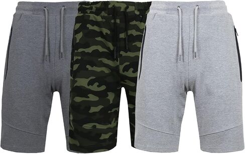Galaxy by Harvic Men Men's 3-Pack Performance Shorts ، Shorts Tech Fleece Active Cotton Shorts مع جيوب in Saudi Arabia