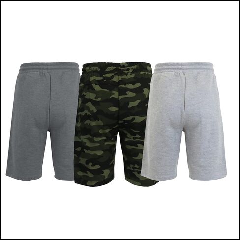 Galaxy by Harvic Men Men's 3-Pack Performance Shorts ، Shorts Tech Fleece Active Cotton Shorts مع جيوب in Saudi Arabia